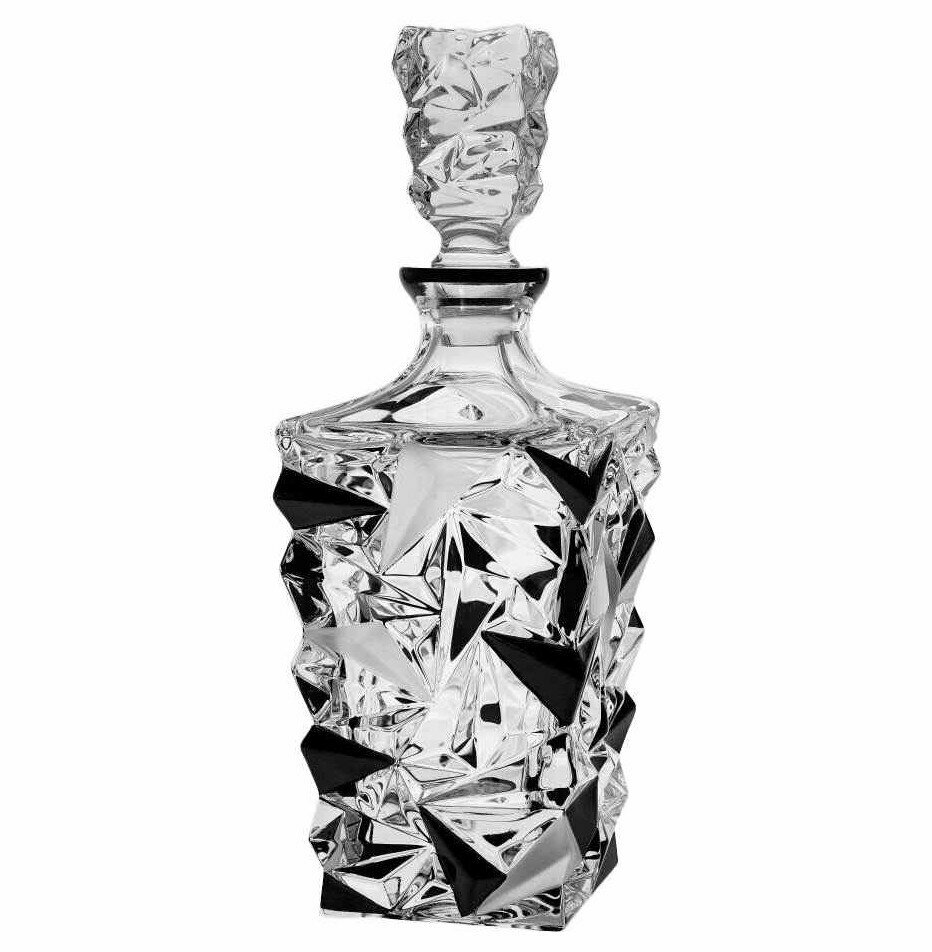 фото Графин для виски 900 мл Bohemia Jihlava "Glacier /Матовые и черные льдинки" хрусталь Йиглава / 314214