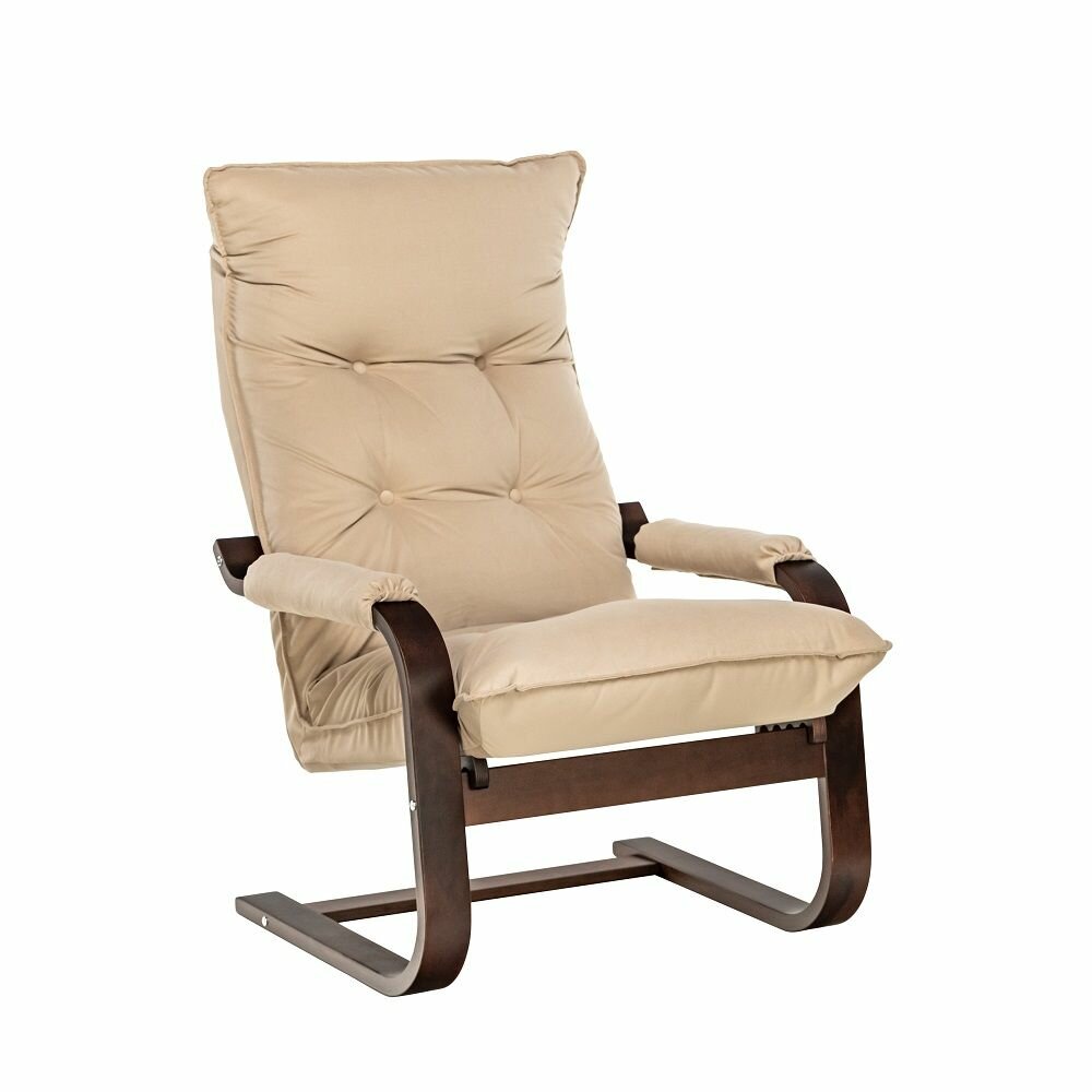 Кресло трансформер для отдыха Оливер, Кресло качалка с пружинящим эффектом, Орех текстура, велюр V 18