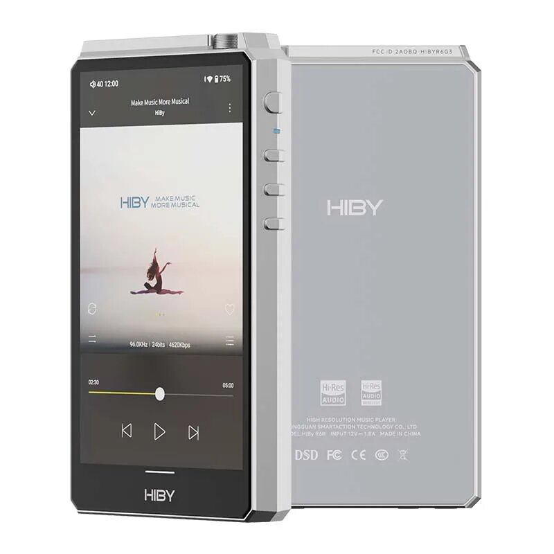 HiBy R6 Gen III / R6 Gen 3 Android12 Hi-Fi музыкальный плеер MP3 Bluetooth Audio USB ЦАП WIFI MQA16x DSD512 ES9038Q2M 768 кГц/32 бит, Gunmetal gray