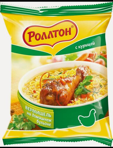 Изображение товара Упаковка из 42 штук Вермишель Роллтон с курицей пак 60г