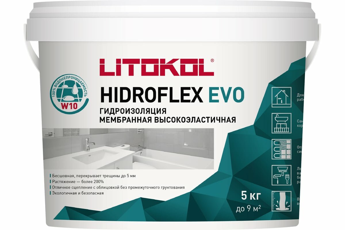 Мастика LITOKOL HIDROFLEX-гидроизоляция 5 кг bucket 482570002