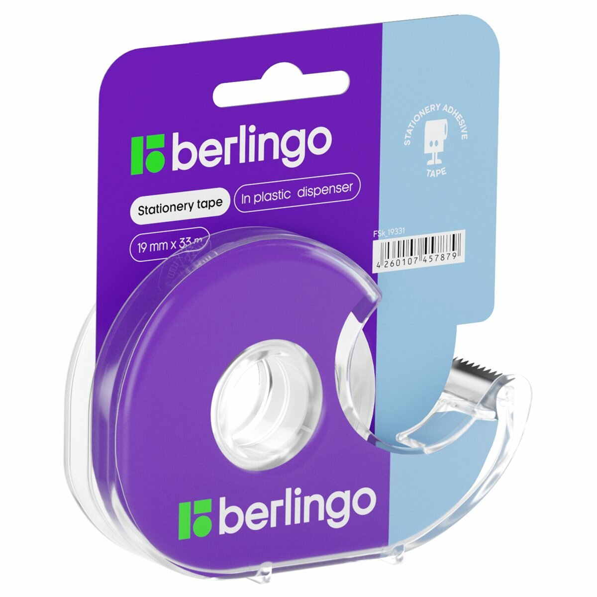 Клейкая лента (скотч) канцелярская в диспенсере Berlingo (19мм x 33м, прозрачная) (FSk_19331)