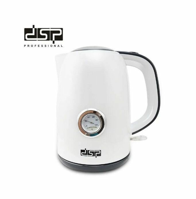 Электрический чайник DSP KK1144, нержавеющая сталь, скрытая спираль, подсветка, белый — фото 1