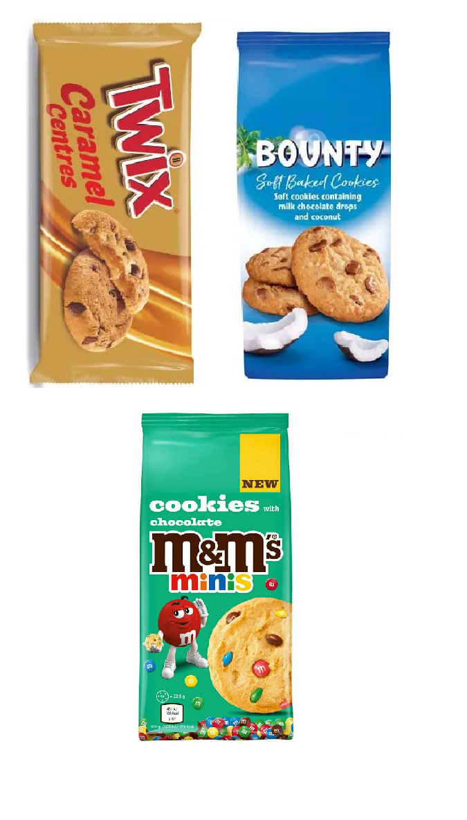 Печенье Bounty, Twix и M&M's Cookies (3 уп.)