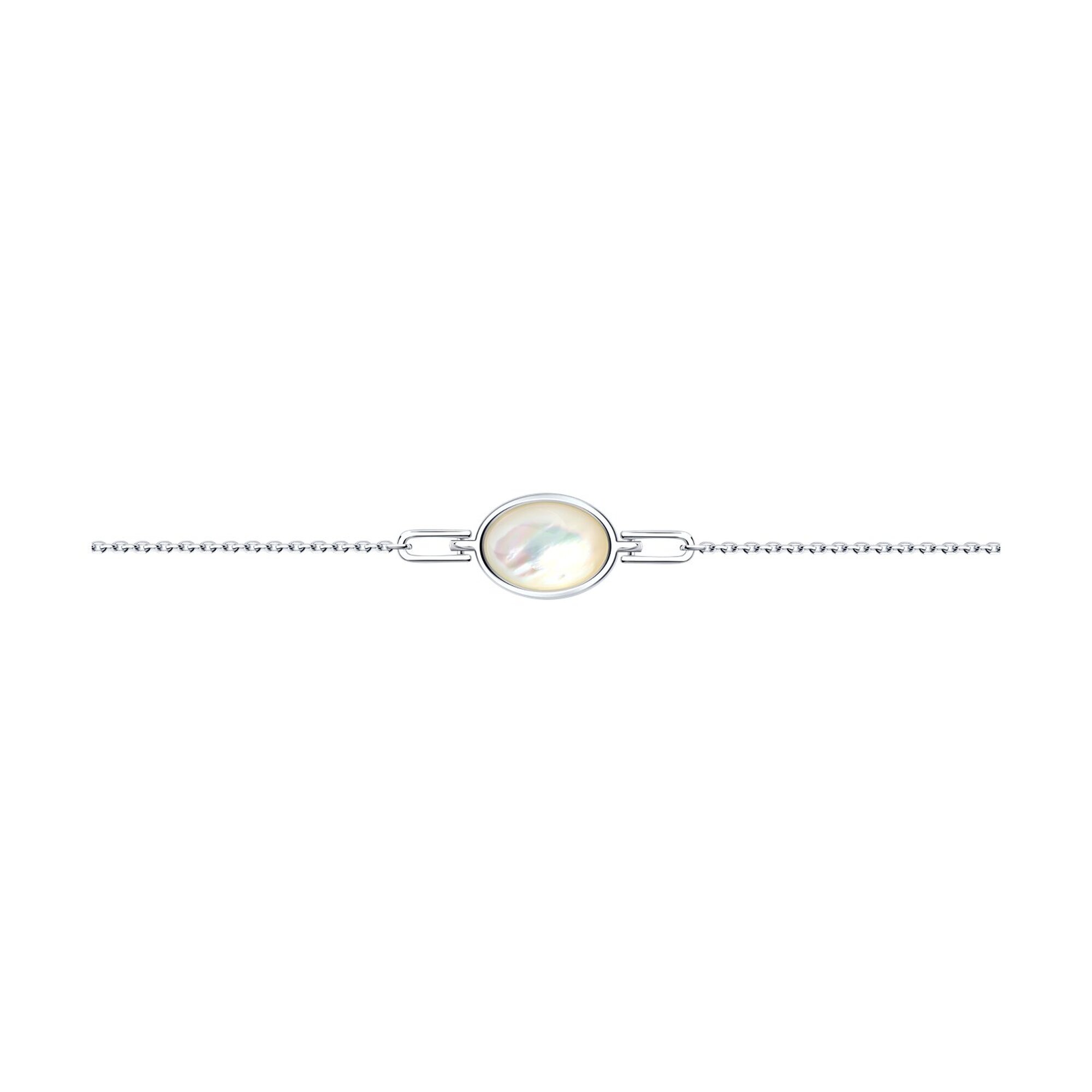 Браслет Diamant online, серебро, 925 проба, родирование, перламутр, длина 19 см., белый