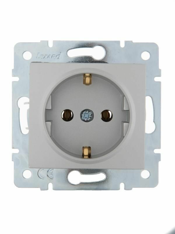 Механизм розетки 1 м СП Karina с заземл  термопласт матов  серебр  LEZARD 707 4388 122B