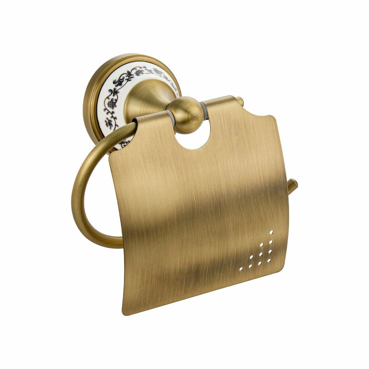 Держатель туалетной бумаги BRIMIX 94003 цвет бронза с экраном с керамической вставкой с орнаментом