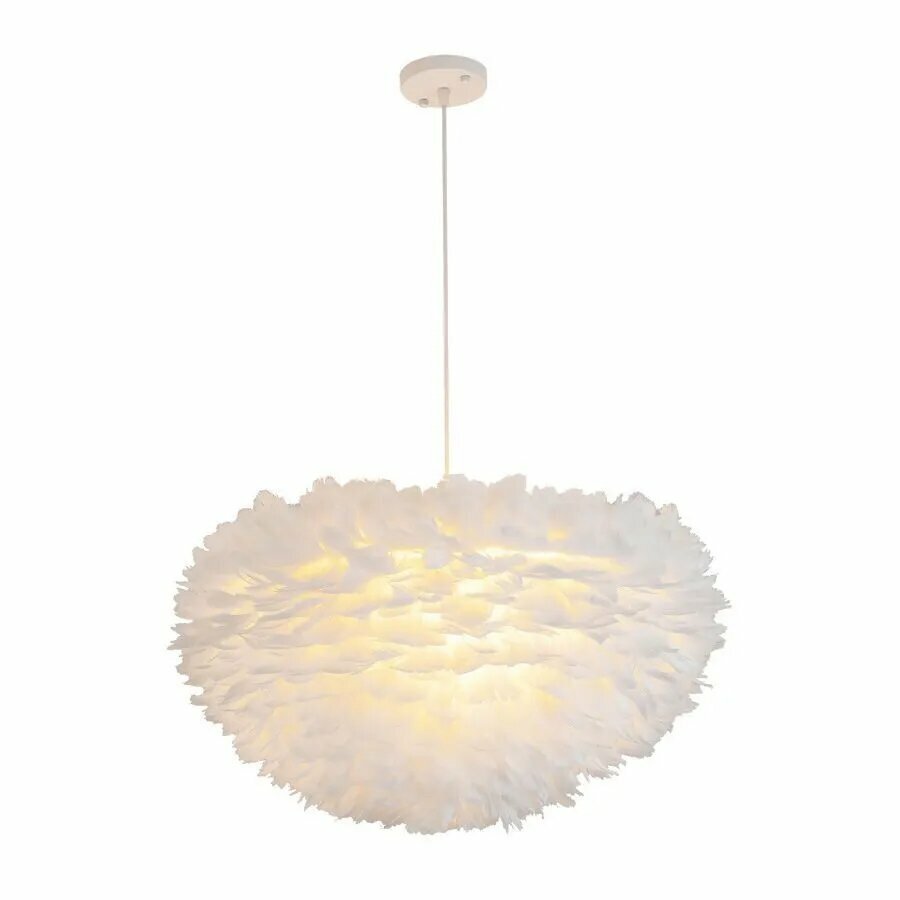 Люстра "Перья", энергосберегающая, LED, 15W, три цветовых режима, плафон из перьев