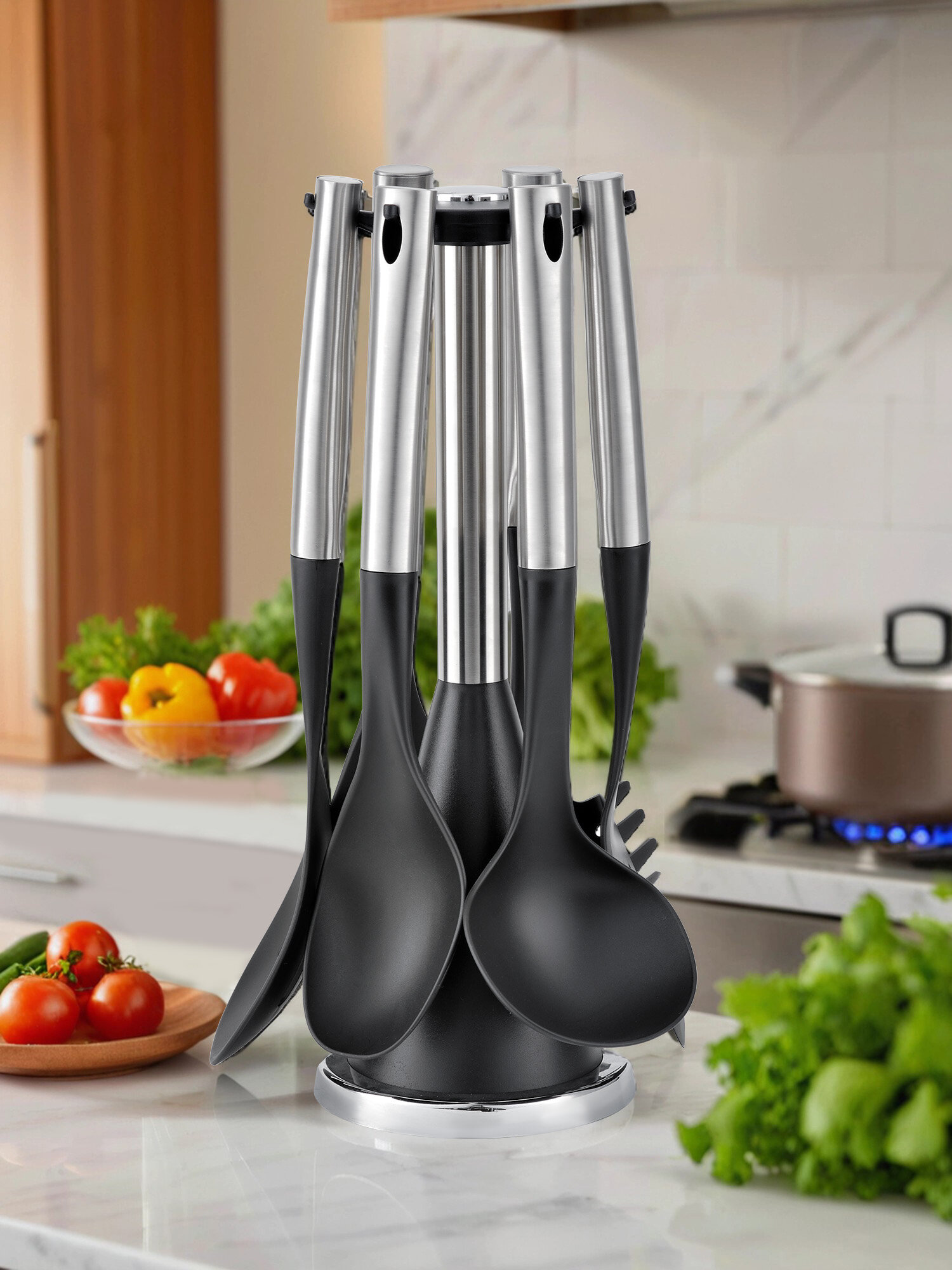 Набор кухонных аксессуаров Oursson SA3806PM/SS, нержавеющая сталь