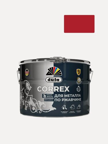 Изображение товара Грунт-эмаль по ржавчине гладкая Correx 3 в 1 RAL-3001 красный 10 л