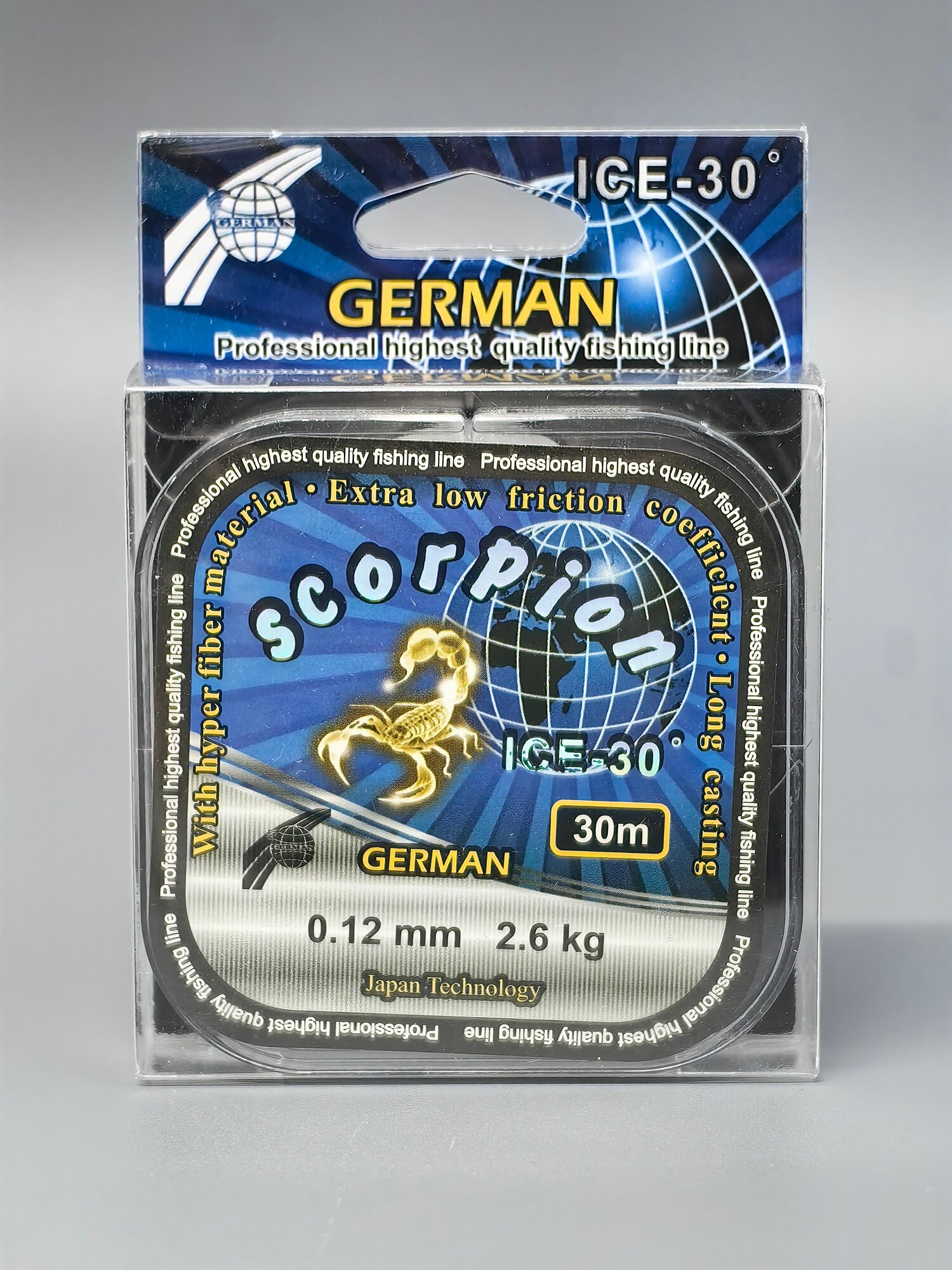 Леска зимняя German "ICE SCORPION" 30 м / 0,12 мм / 2.6 кг