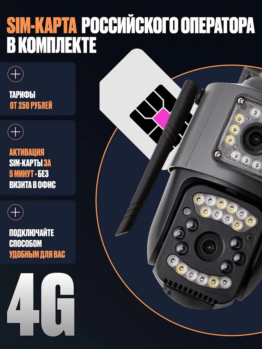 Камера видеонаблюдения уличная с сим картой 4G Perfectech Spider поворотная с ночным видением 2МП, кабель 3м — фото 1