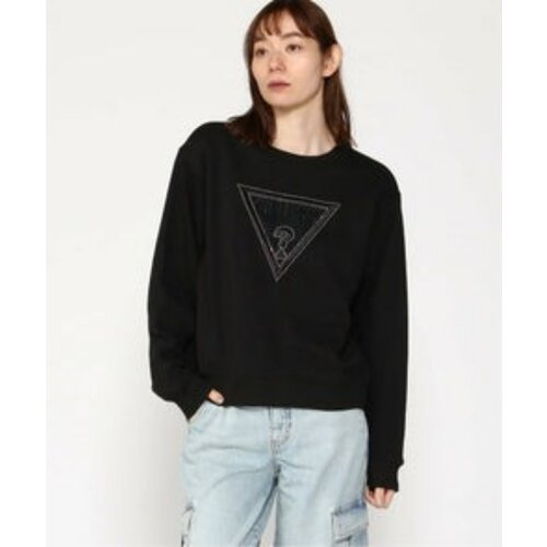 фото Свитшот guess cn ls lace triangle flecee, размер xs, , черный