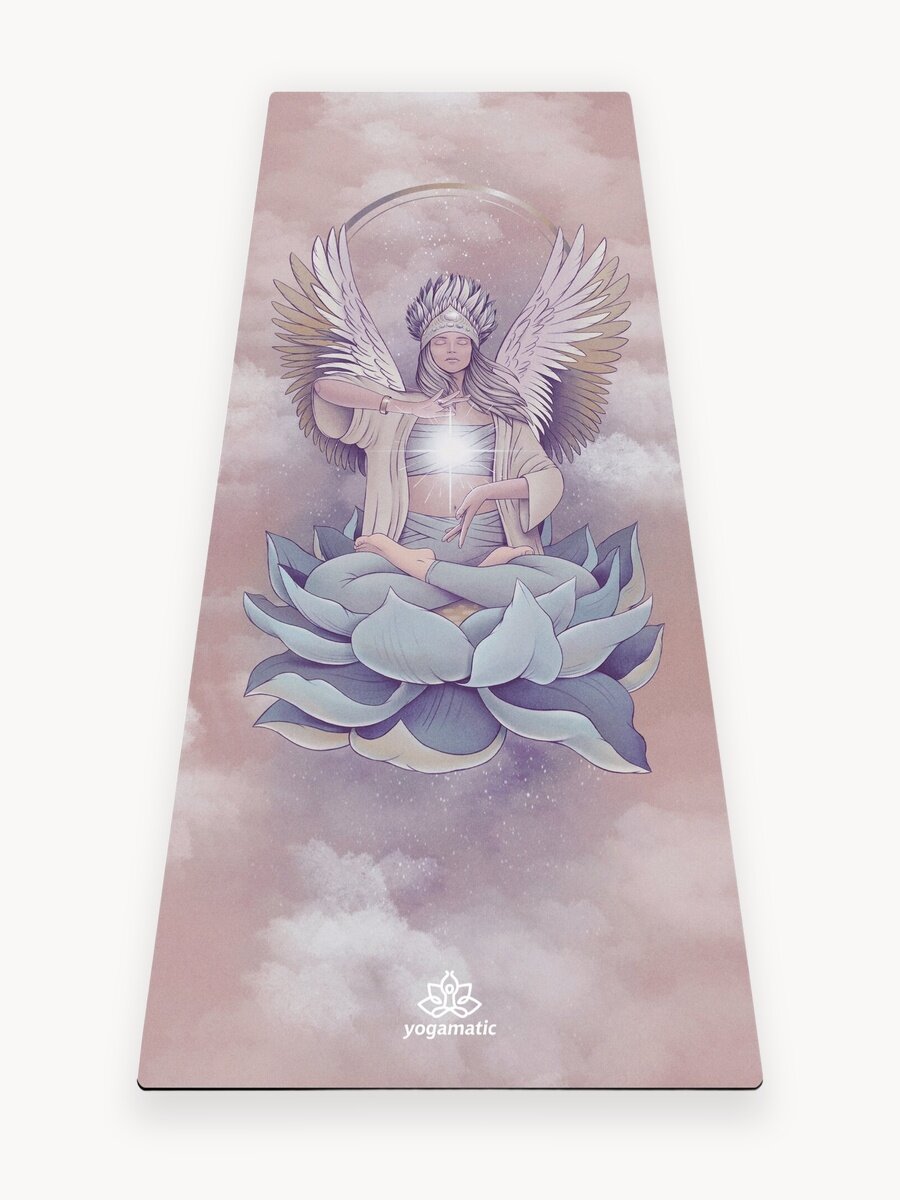 Коврик для йоги и фитнеса каучуковый удлиненный - Арт Йогаматик Lakshmi, 183x66x0.3 см