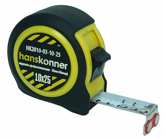Рулетка Hanskonner HK2010-03-10-25 (10м, ширина ленты 25мм, 2 стопа, магнит, корпус компакт)