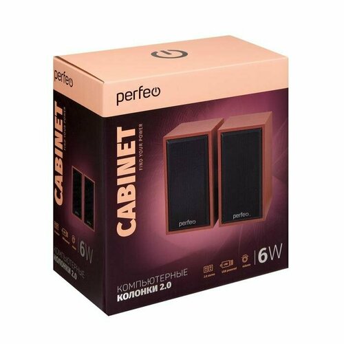 Perfeo Компьютерные колонки 2.0 Perfeo CABINET PF-84, 2х3 Вт, USB, дерево