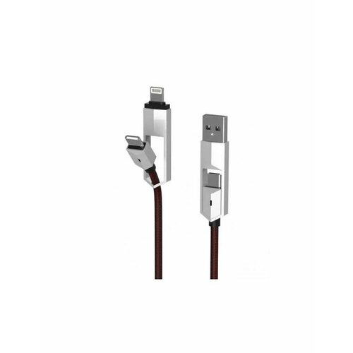 Дата-кабель 4в1 PAVAREAL PA-DC01, USB/Type-C - Lightning/Type-C, 100W/65W/PD20W, красный