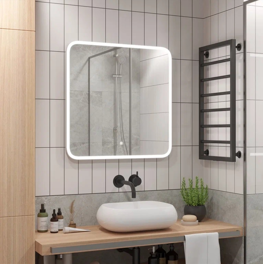 Зеркало для ванной комнаты Uperwood Foster 80*80 см LED подсветка сенсорный выключатель антизапотевание