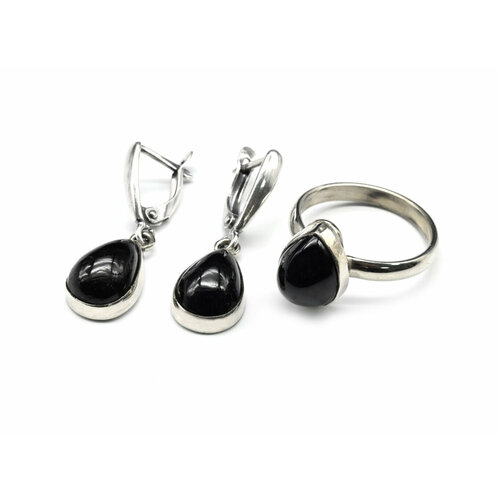 Комплект бижутерии Радуга Камня: серьги, кольцо, турмалин, размер кольца 18.5, мультиколор