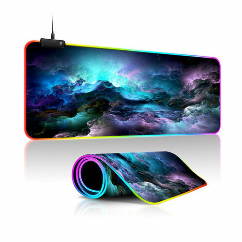 Игровой коврик для мыши и клавиатуры с RGB-подсветкой 800x300x4 мм, водоотталкивающий