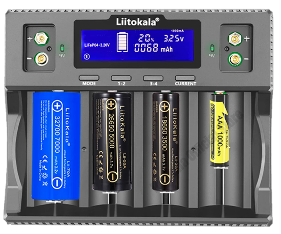 Зарядное устройство Liitokala Lii-D4XL ( для 4-x 32700-10440  Li-ion/NiMh ток заряда 1/2A LCD показывает вольтаж ёмкость)