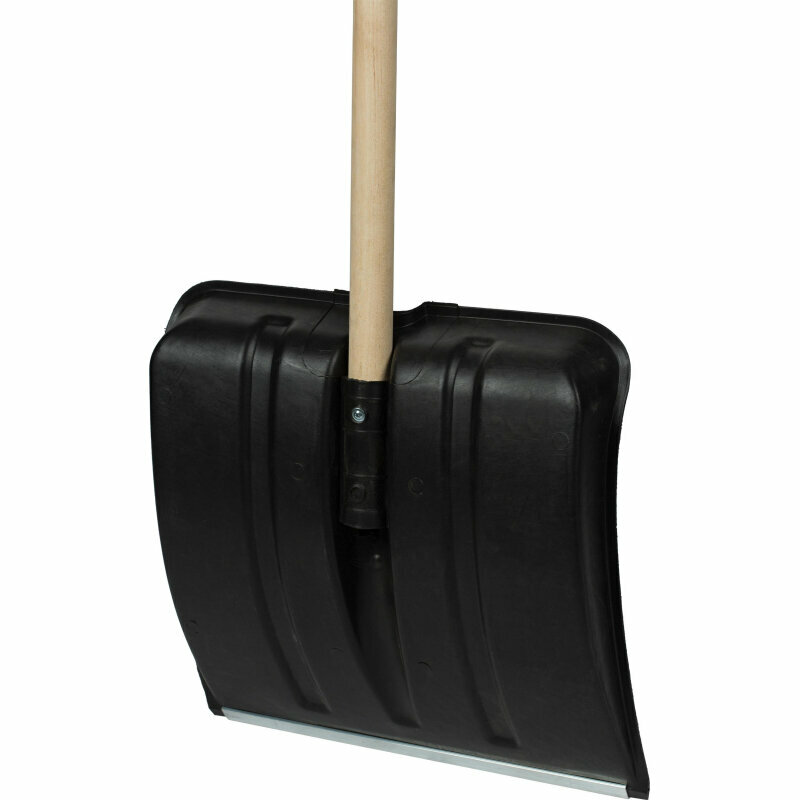 Лопата МИ для уборки снега пластиковая, 380х385х1420 мм, деревянный черенок, Россия, 615745