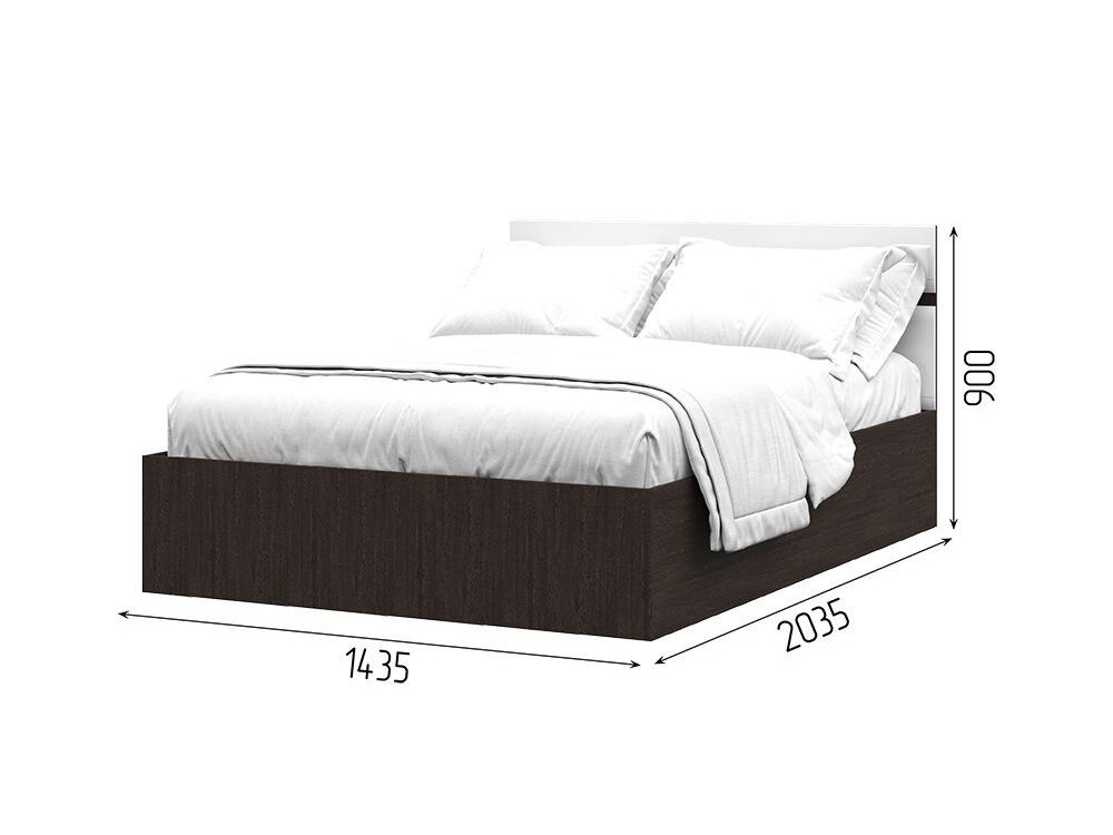 фото Кровать 140х200 Вегас 1452х900х2032 венге/белый глянец