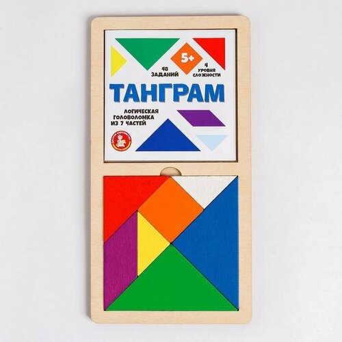 Игра головоломка деревянная «Танграм» (цв, бол) (комплект из 4 шт)