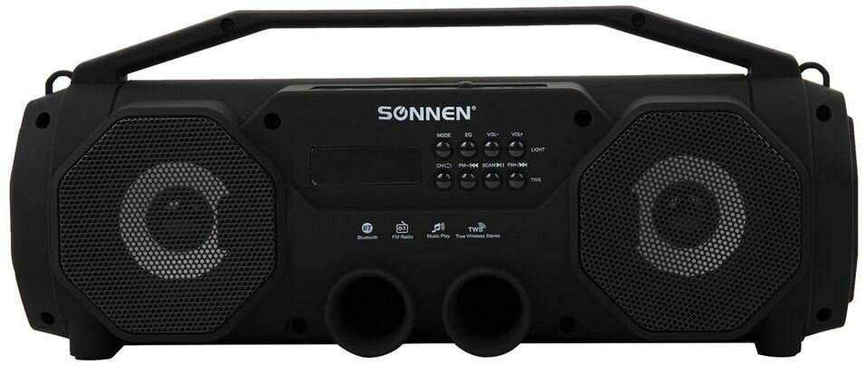 Колонка портативная Sonnen B306 12Вт Bluetooth FM-тюнер microSD MP3-плеер с подсветкой черная 1шт