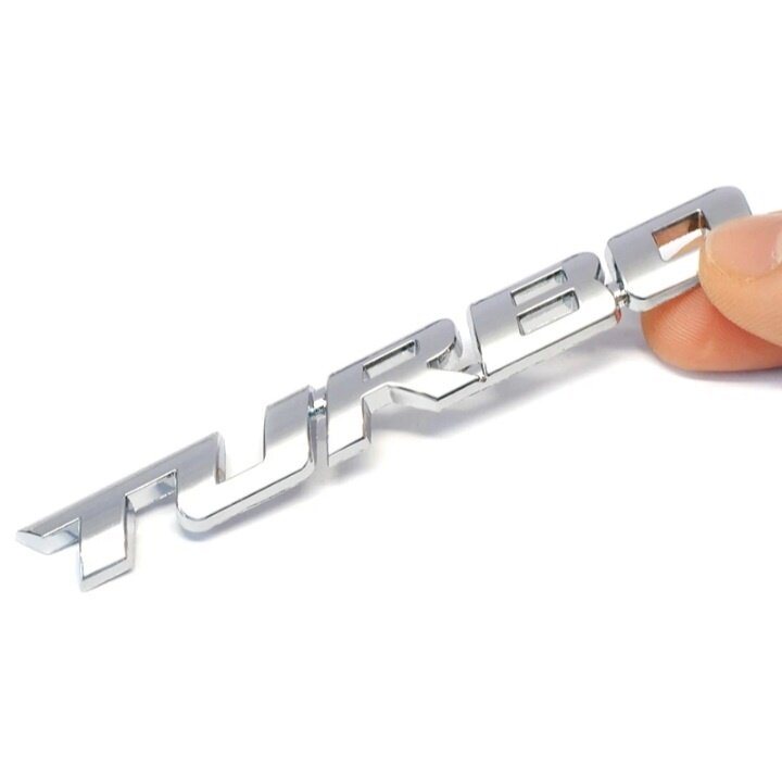 Шильдик Turbo металлический самоклеющийся для авто (значок эмблема логотип) 9.7 х 1 см