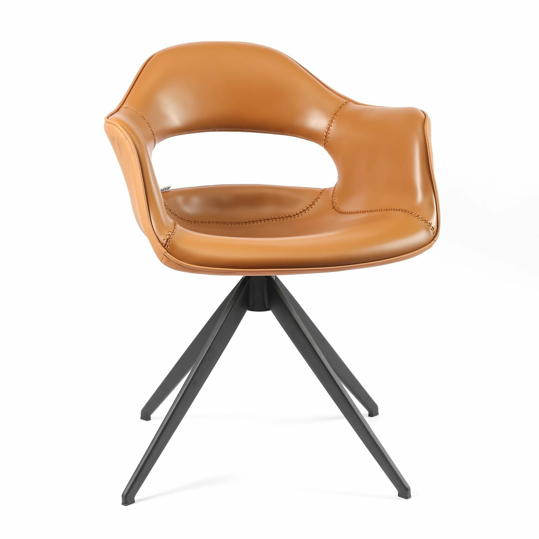 фото Стул Вермонт вращающийся светло-коричневая экокожа ножки черные для дома/для гостиной/для столовой/для кафе/кухонный стул/стул кухонный