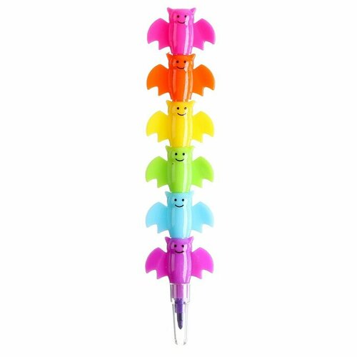Восковой карандаш «Летучая мышь», набор 6 цветов, 3 штуки