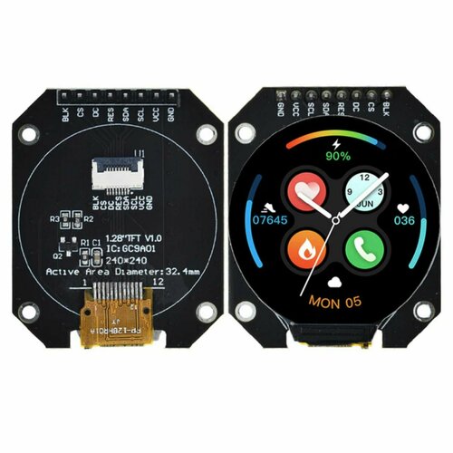 1,28-дюймовый круглый дисплей ЖК-экран модуль GC9A01 SPI 1 28inch round display lcd screen module gc9a01 spi communication rgb 65k color support raspberry