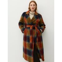 Пальто двубортное, клетка мультиколор, XL