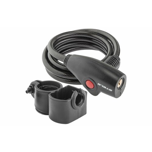 Замок велосипедный STELS 87109, 8x1500 мм, стальной, c креплением, на ключ, черный, арт. 540081