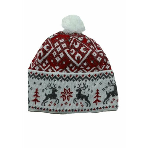 фото Шапка бини , размер 56/59, красный, белый деловшляпе