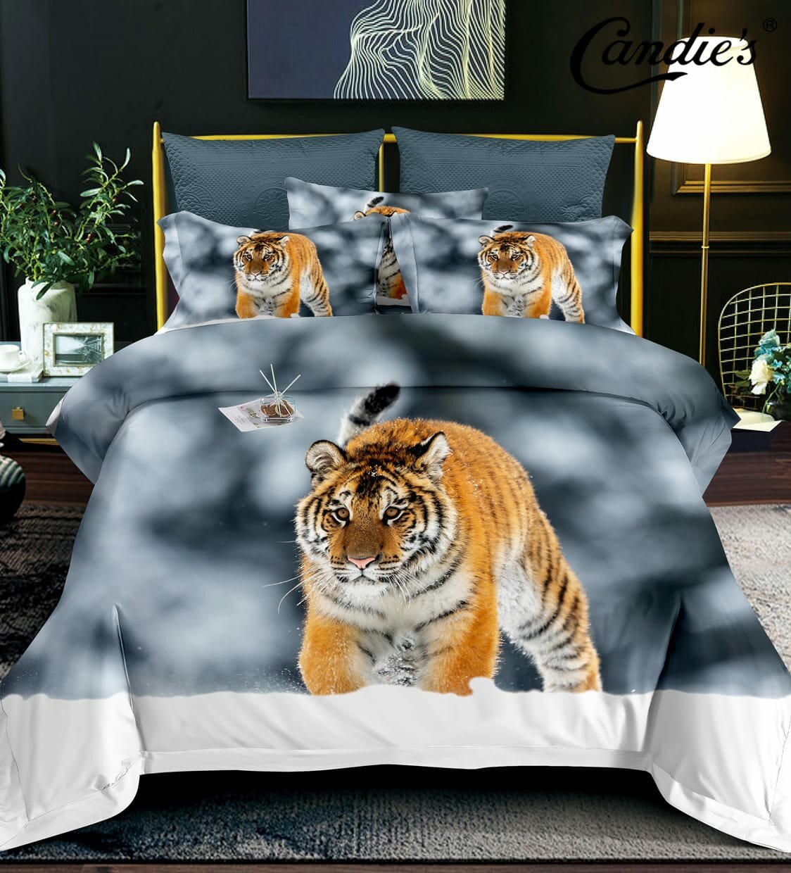 Комплект постельного белья, Сатин 3 d, Животные, 1,5 спалный размер