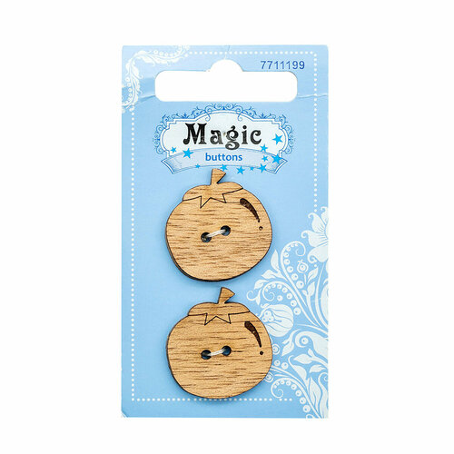 фото Пуговицы фигурные magic buttons 'помидор', 25*24 мм, 2 прокола, дерево, 2 шт