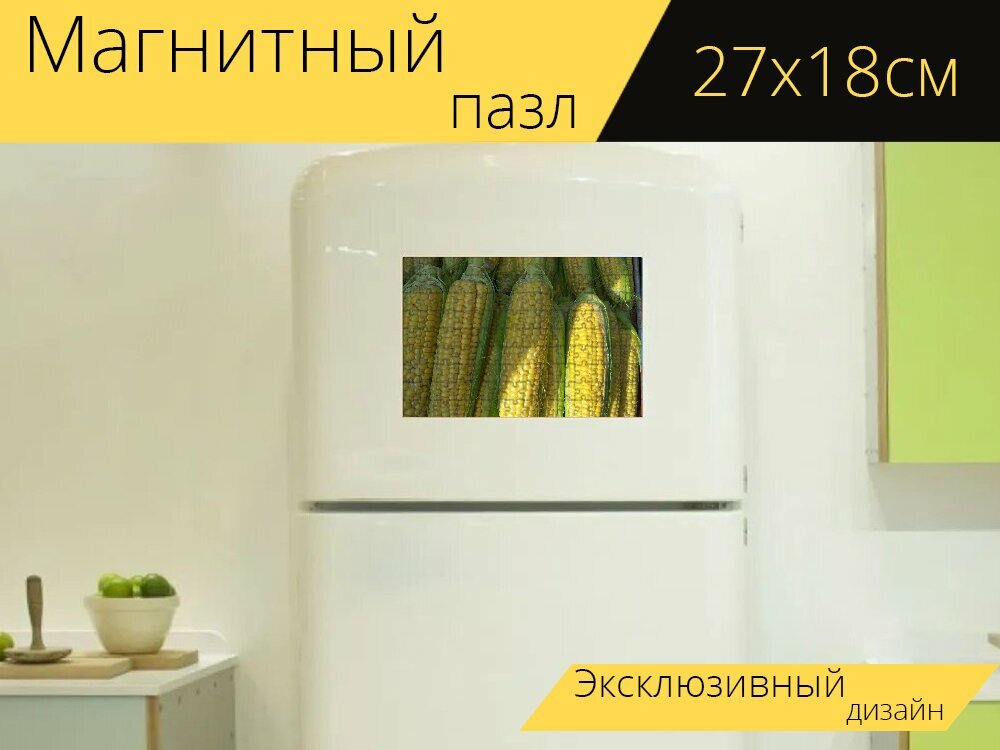 Магнитный пазл "Кукуруза, овощи, завод" на холодильник 27 x 18 см.