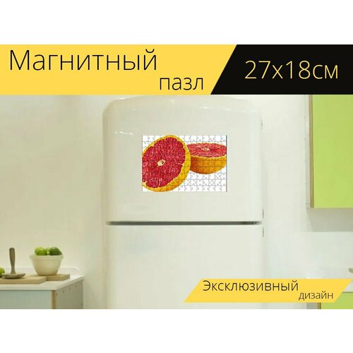 Магнитный пазл Акварелью фрукты, фрукты, грейпфрут на холодильник 27 x 18 см. магнитный пазл горько зима фрукты на холодильник 27 x 18 см