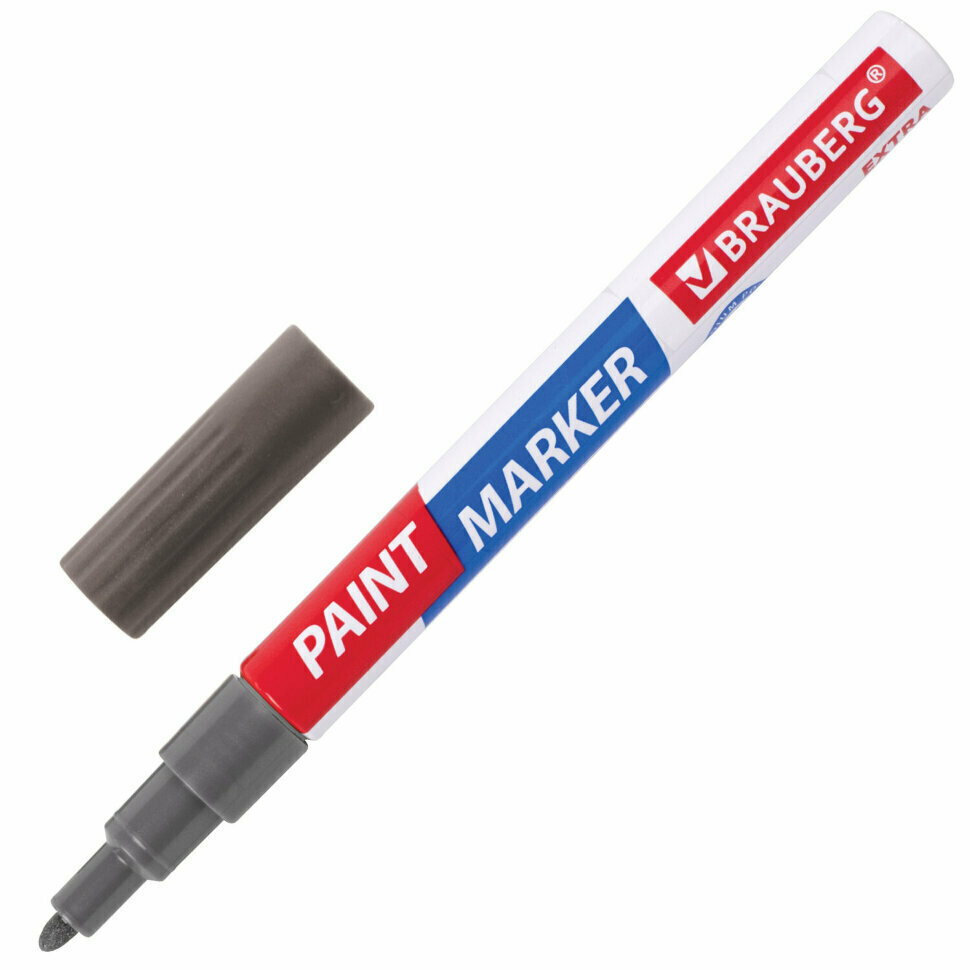 Маркер-краска лаковый EXTRA (paint marker) 2 мм, серебряный, усиленная нитро-основа, BRAUBERG, 151971, 151971