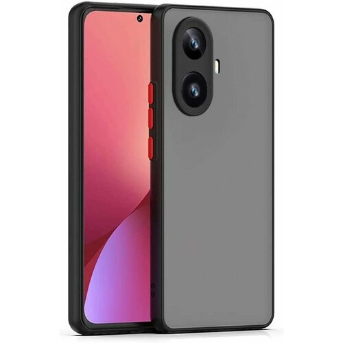 Накладка пластиковая матовая для Realme C55 с силиконовой окантовкой чёрная накладка пластиковая матовая для xiaomi mi 11 с силиконовой окантовкой чёрная