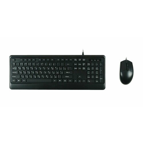 Клавиатура и мышь Foxline Комплект клавиатура+мышь/ Keyboard/mouse set USB wired, 104 кл, 1000DPI, 1.8m, black,