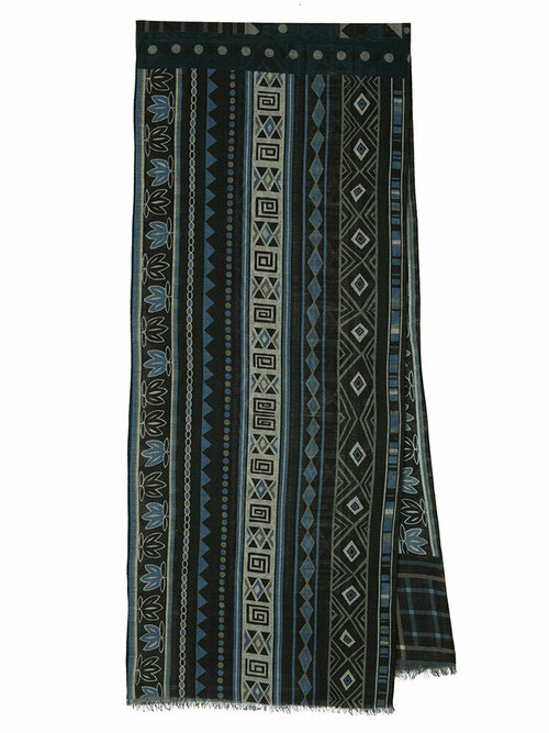 Шарф Павловопосадская платочная мануфактура, 190х40 см, синий, коричневый