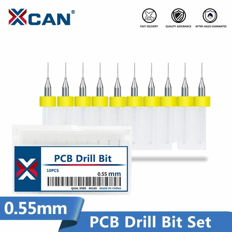 Набор сверл спиральных XCAN для печатных плат 0,55 мм, 10 шт.