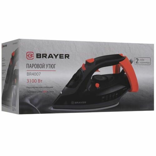 Паровой утюг BRAYER BR4007 3100Вт 265 мл 160 г/мин керамическая подошва антикапля самоотчистка