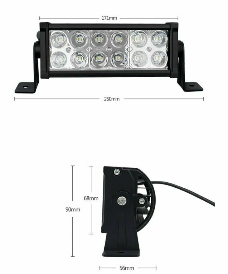 Светодиодная балка на автомобиль 6000k белый свет 10-30V 249x82x40mm - фотография № 3