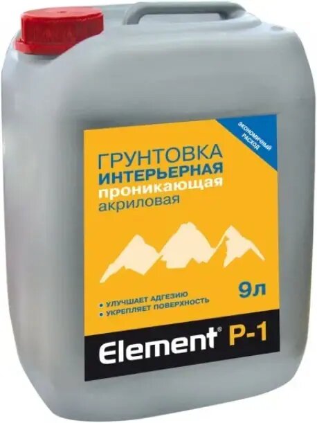 Грунтовка Интерьерная Element P-1 9л Бесцветная Alpa Проникающая Акриловая.