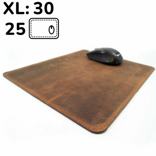 Коврик для мышки 25 х 30 см из натуральной кожи Audmorr J, NewPad XL Cognac