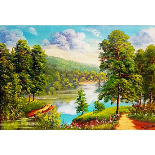 Картина маслом на холсте. Живопись. 100% ручная работа. Художественная мастерская Грёзы. Енисей. Размер картины 40х60 см.